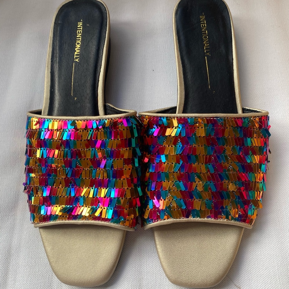 Anthropologie party sequin  slides so 38